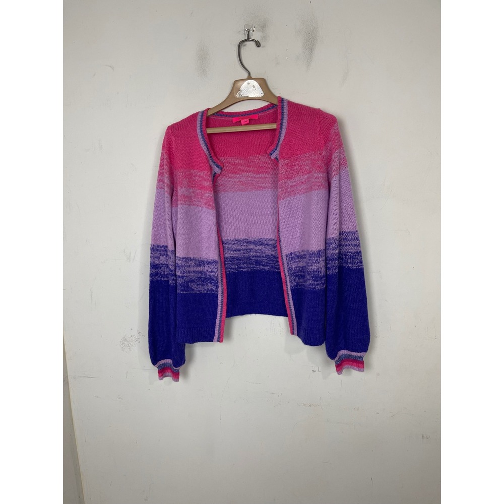 Lilly Pulitzer Ombre Stripe Open Front Cardigan Pink Purple Blue Metallic Small - Picture 5 of 11